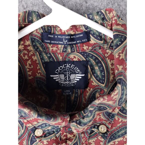 Vintage‎ Dockers Shirt Men's Large Button Up AOP Paisley Heavy Flannel - Picture 4 of 6